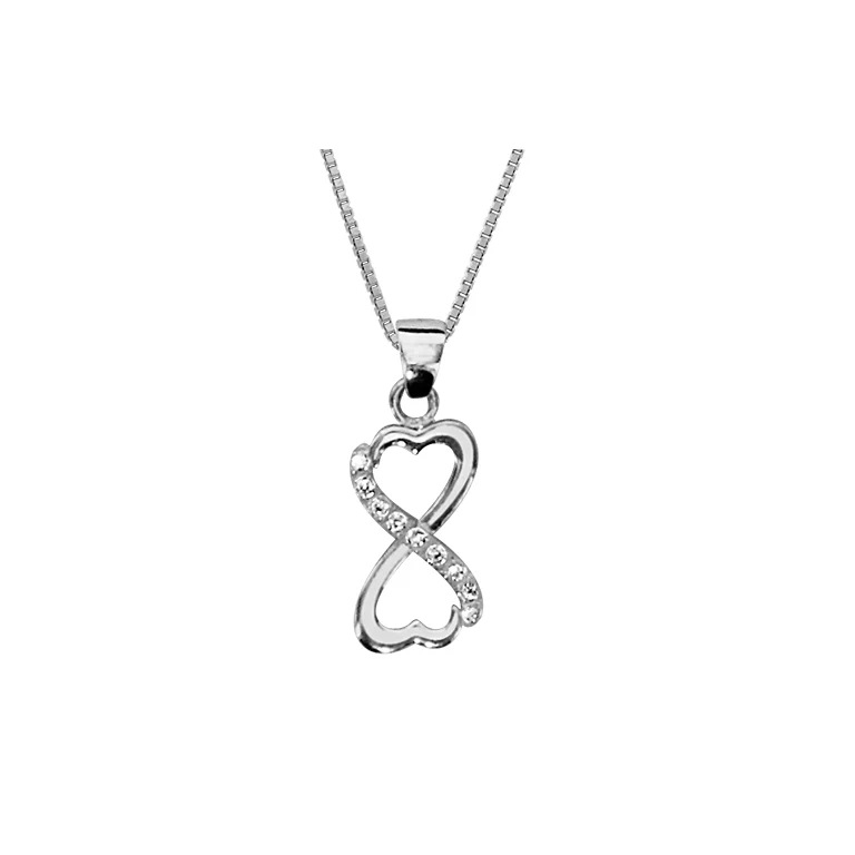 Collier cœur à pierres blanches synthétiques grand modèle – Argent 925 rhodié | Azuline