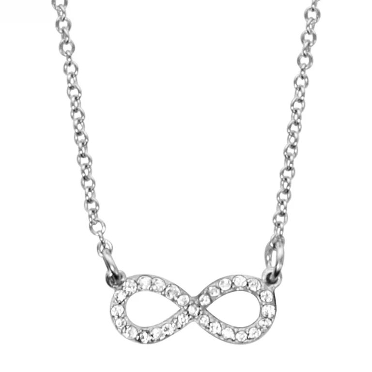 Collier forme huit à pierres blanches synthétiques petit modèle – Argent 925 rhodié | Azuline