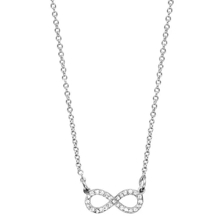 Collier forme huit à pierres blanches synthétiques petit modèle – Argent 925 rhodié | Azuline