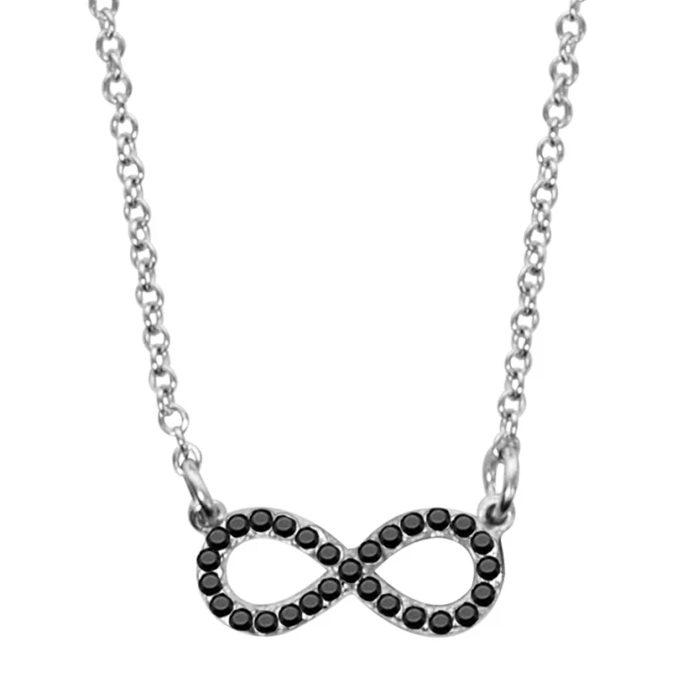 Collier forme huit à pierres noires synthétiques – Argent 925 rhodié | Azuline
