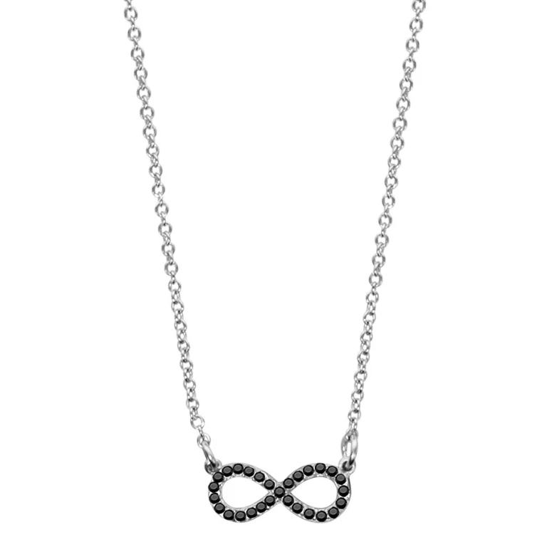 Collier forme huit à pierres noires synthétiques – Argent 925 rhodié | Azuline
