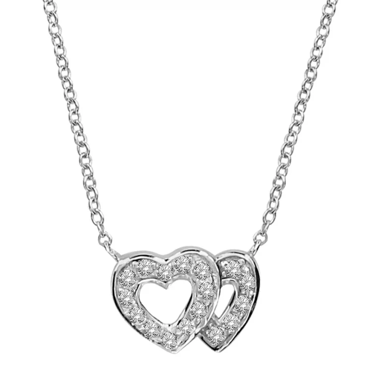 Collier cœur à blanches synthétiques – Argent 925 rhodié | Azuline