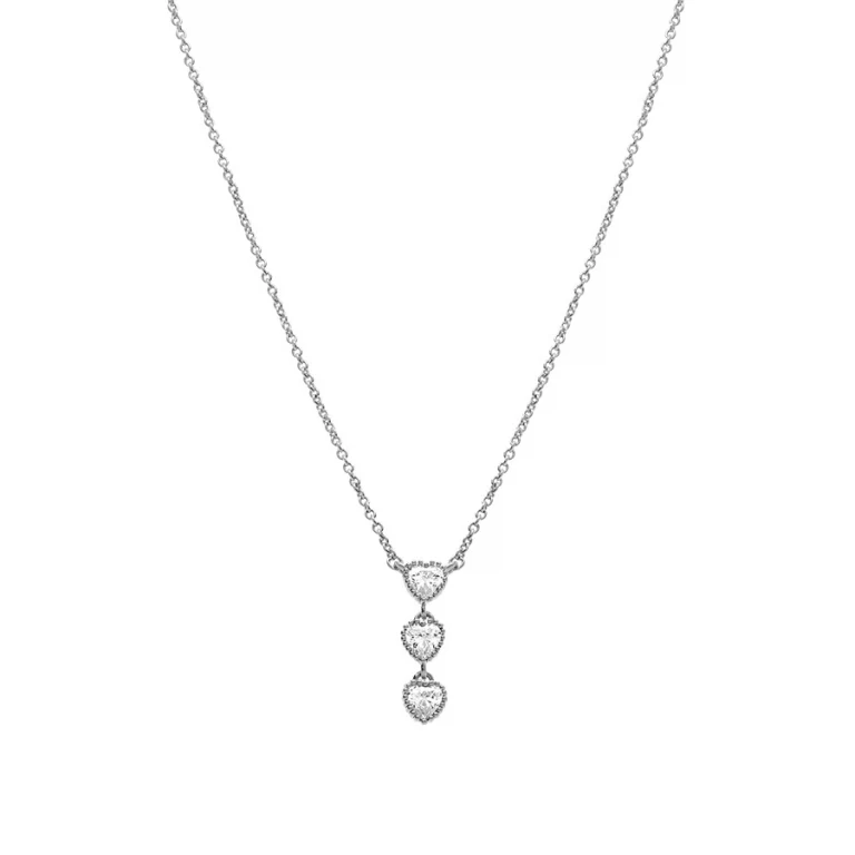 Collier trois cœurs sertis en chute – Argent 925 rhodié | Azuline