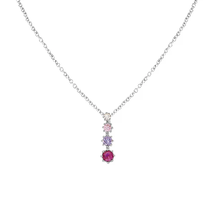 Collier dégradé serti d’oxydes roses dégradés – Argent 925 rhodié | Azuline