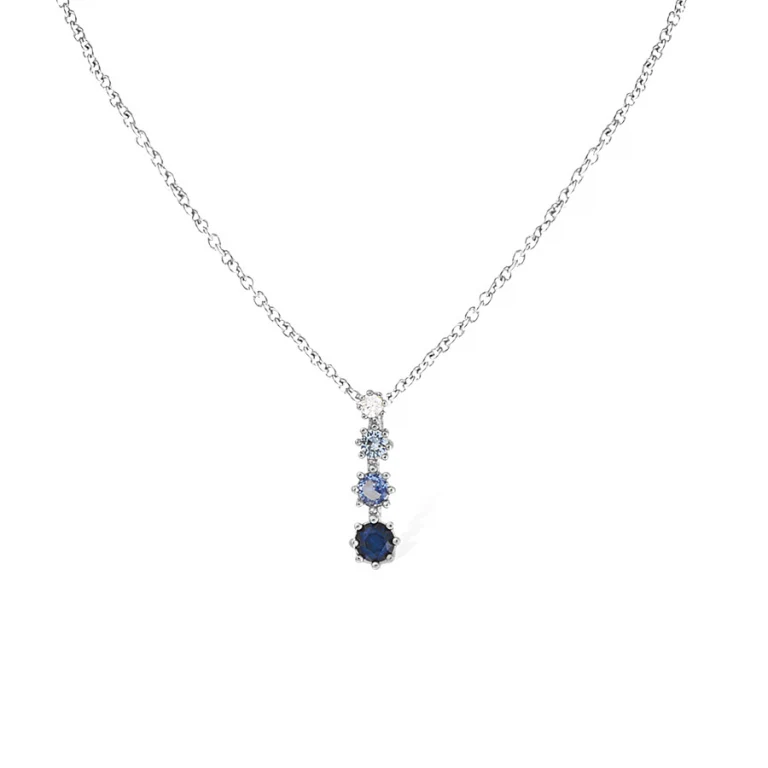 Collier dégradé serti d’oxydes bleus – Argent 925 rhodié | Azuline