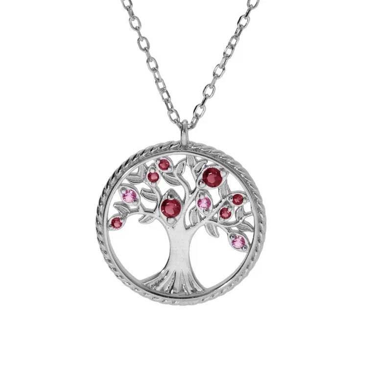 Collier arbre de vie contour perlé – Argent 925 rhodié | Azuline