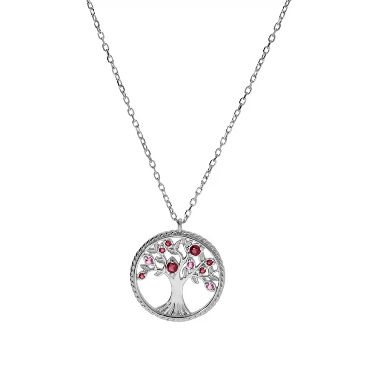 Collier arbre de vie contour perlé – Argent 925 rhodié | Azuline