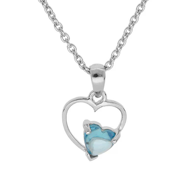 Collier cœur à oxyde bleu ciel petit modèle – Argent 925 rhodié | Azuline