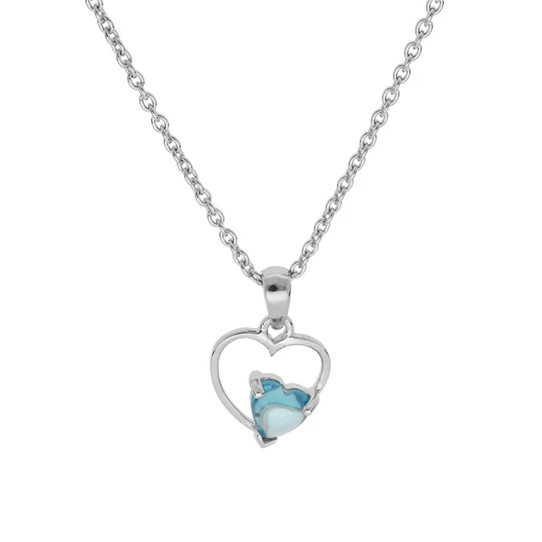 Collier cœur à oxyde bleu ciel petit modèle – Argent 925 rhodié | Azuline