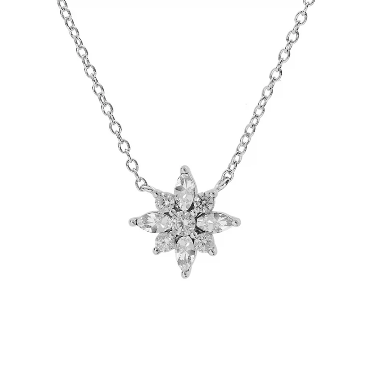 Collier fleur composée de multiples oxydes – Argent 925 rhodié | Azuline