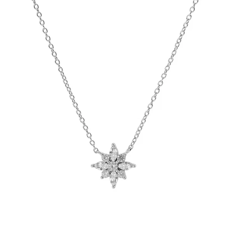 Collier fleur composée de multiples oxydes – Argent 925 rhodié | Azuline
