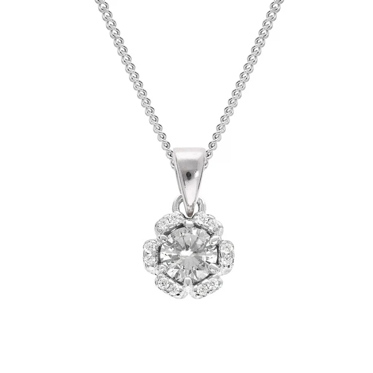 Collier fleur pavée d’oxydes – Argent 925 rhodié | Azuline