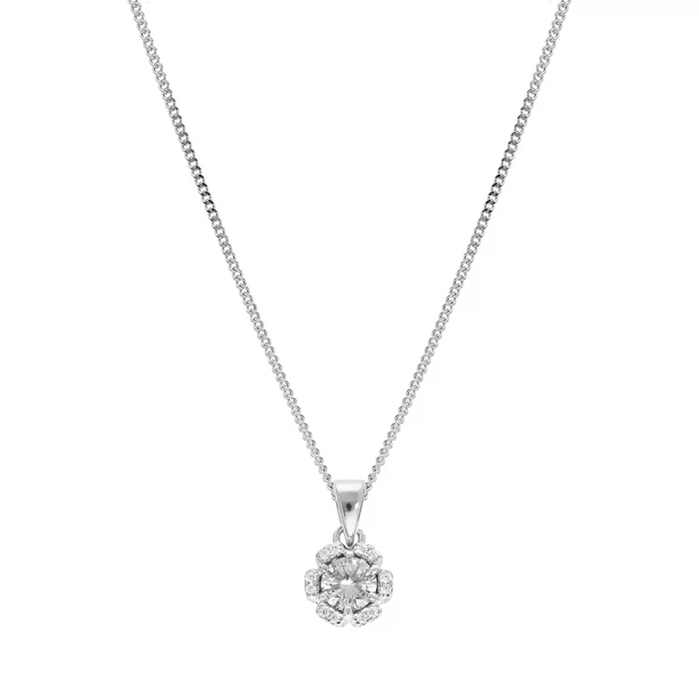 Collier fleur pavée d’oxydes – Argent 925 rhodié | Azuline