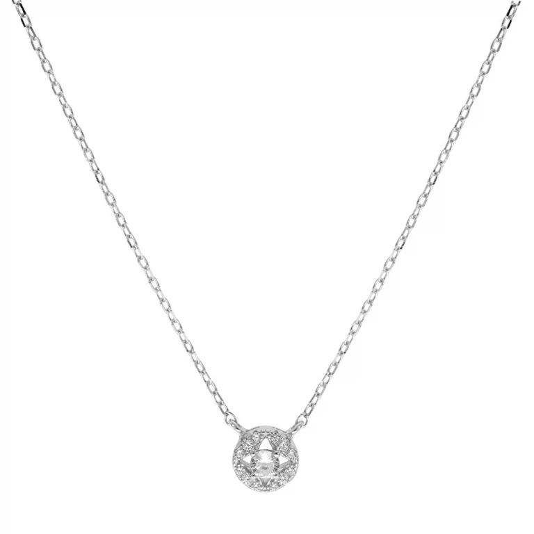 Collier rond pavé à oxyde central – Argent 925 rhodié | Azuline