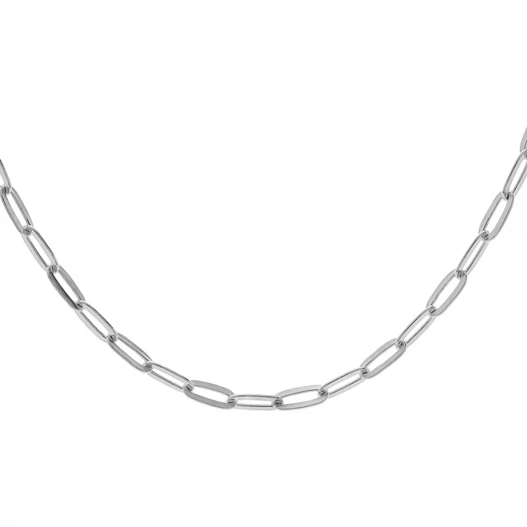 Collier long maille rectangulaire épaisse 50 cm – Argent 925 rhodié | Azuline