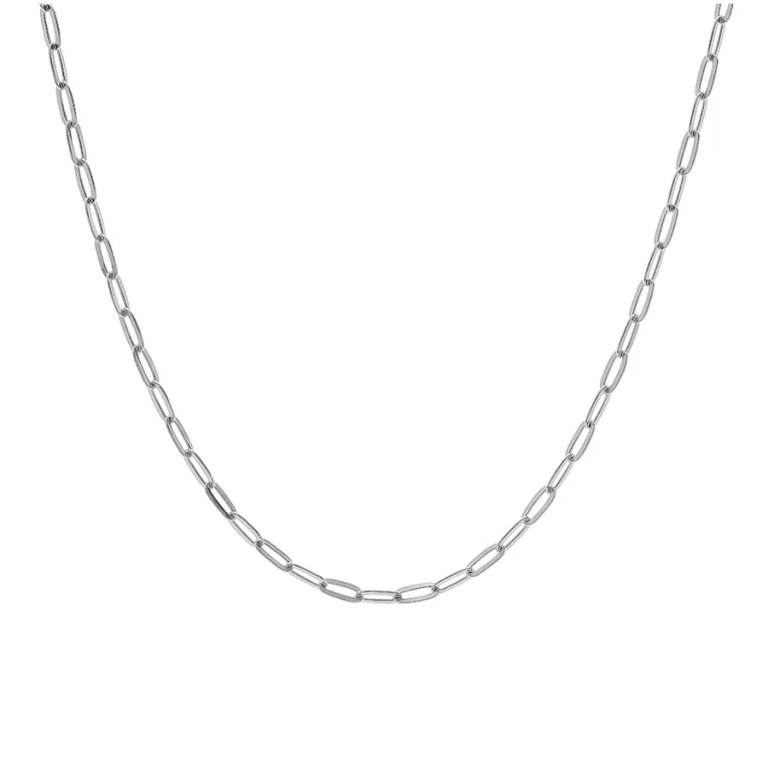 Collier long maille rectangulaire épaisse 50 cm – Argent 925 rhodié | Azuline