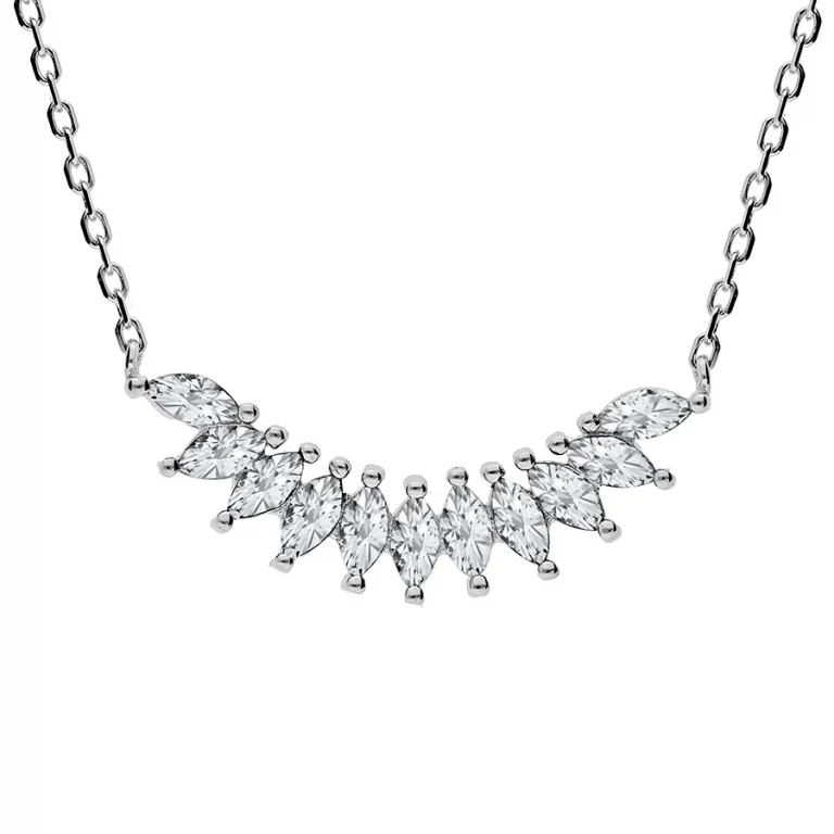 Collier navettes serti d’oxydes – Argent 925 rhodié | Azuline