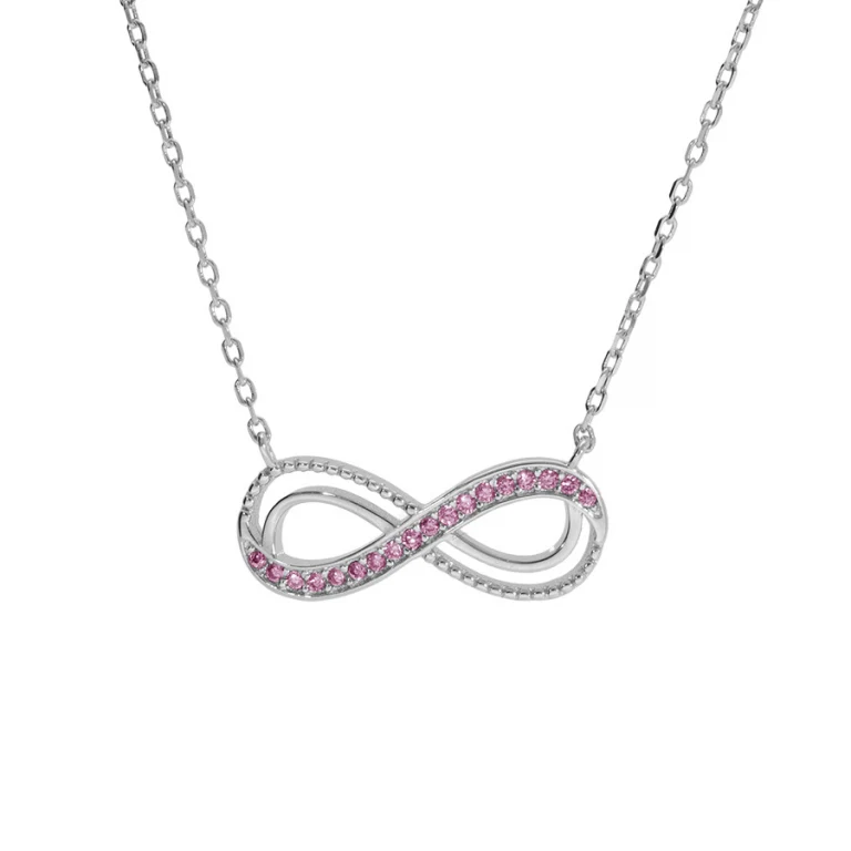 Collier infini serti d’oxydes rose – Argent 925 rhodié | Azuline