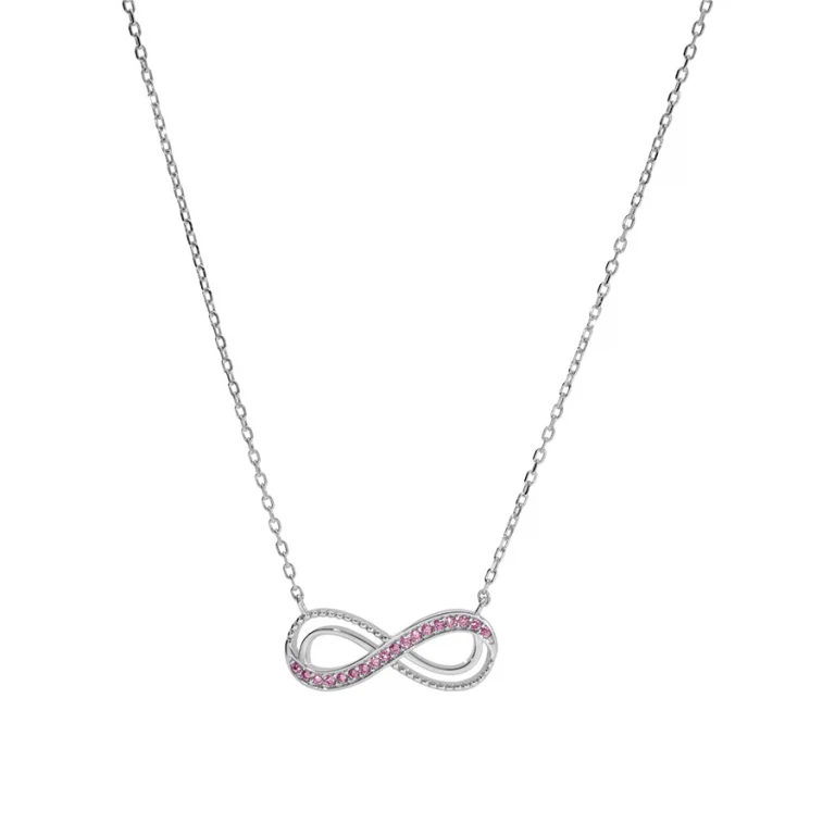 Collier infini serti d’oxydes rose – Argent 925 rhodié | Azuline