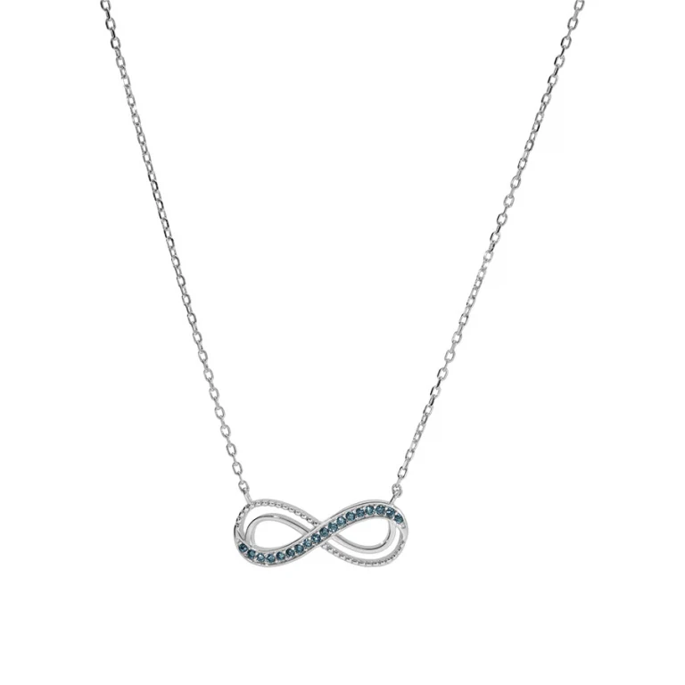 Collier infini serti d’oxydes bleu clair – Argent 925 rhodié | Azuline