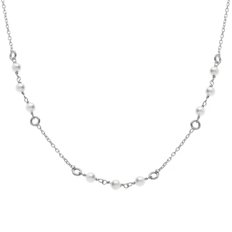 Collier petites perles blanches imitation – Argent 925 rhodié | Azuline