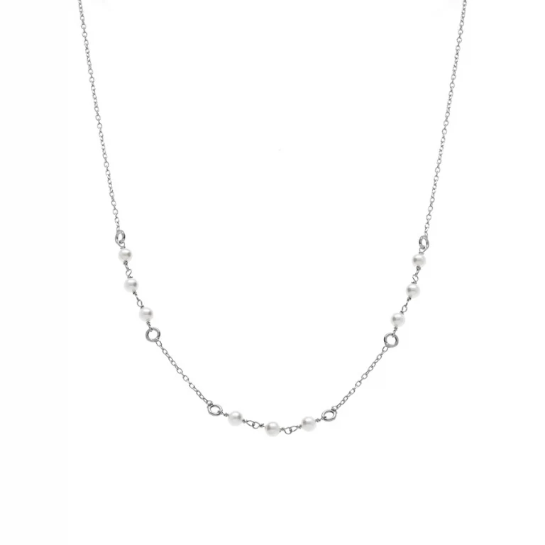 Collier petites perles blanches imitation – Argent 925 rhodié | Azuline