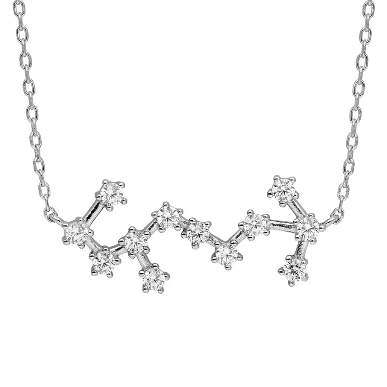 Collier constellation du Scorpion sertie d’oxydes blancs – Argent 925 rhodié | Azuline