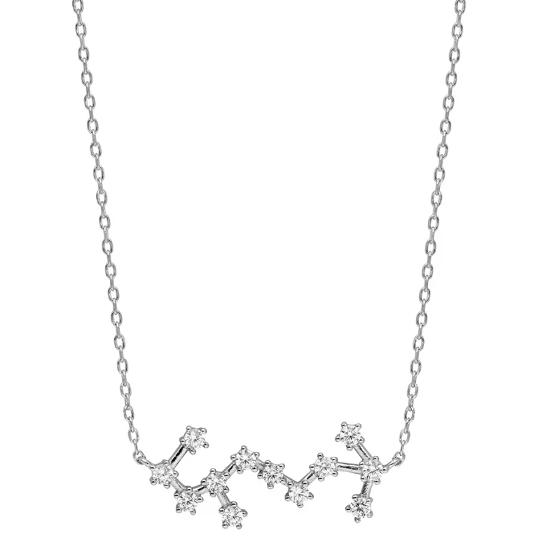 Collier constellation du Scorpion sertie d’oxydes blancs – Argent 925 rhodié | Azuline