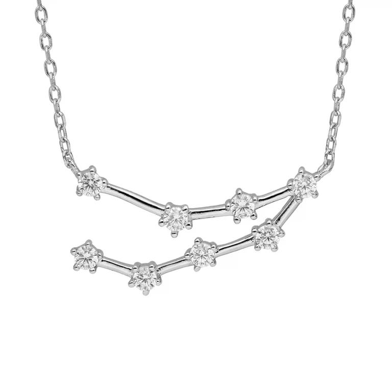 Collier constellation du Capricorne sertie d’oxydes blancs – Argent 925 rhodié | Azuline