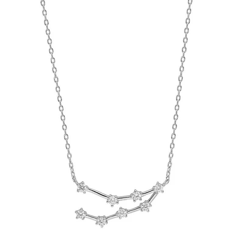 Collier constellation du Capricorne sertie d’oxydes blancs – Argent 925 rhodié | Azuline