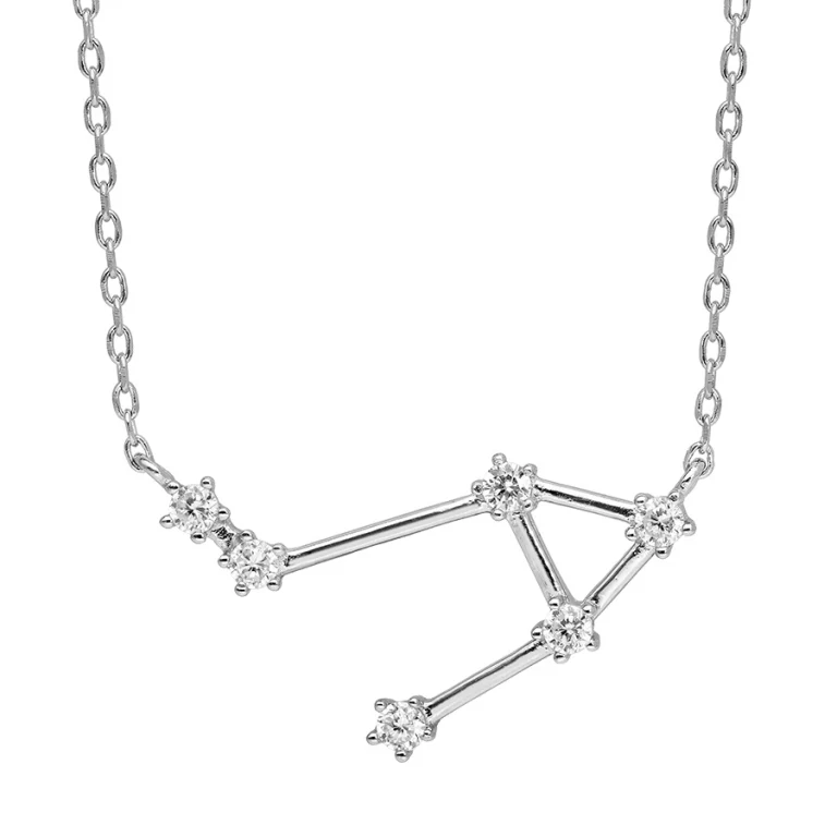 Collier constellation de la Balance sertie d’oxydes blancs – Argent 925 rhodié | Azuline