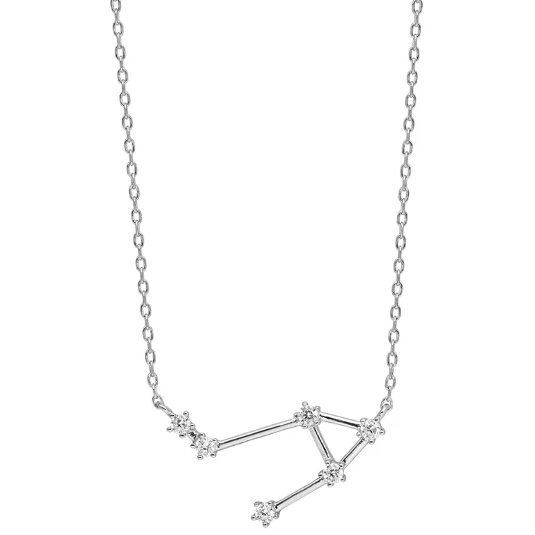 Collier constellation de la Balance sertie d’oxydes blancs – Argent 925 rhodié | Azuline