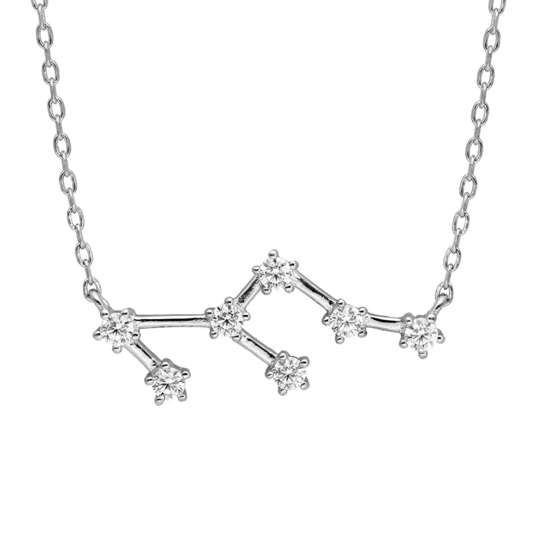 Collier constellation du Lion sertie d’oxydes blancs – Argent 925 rhodié | Azuline