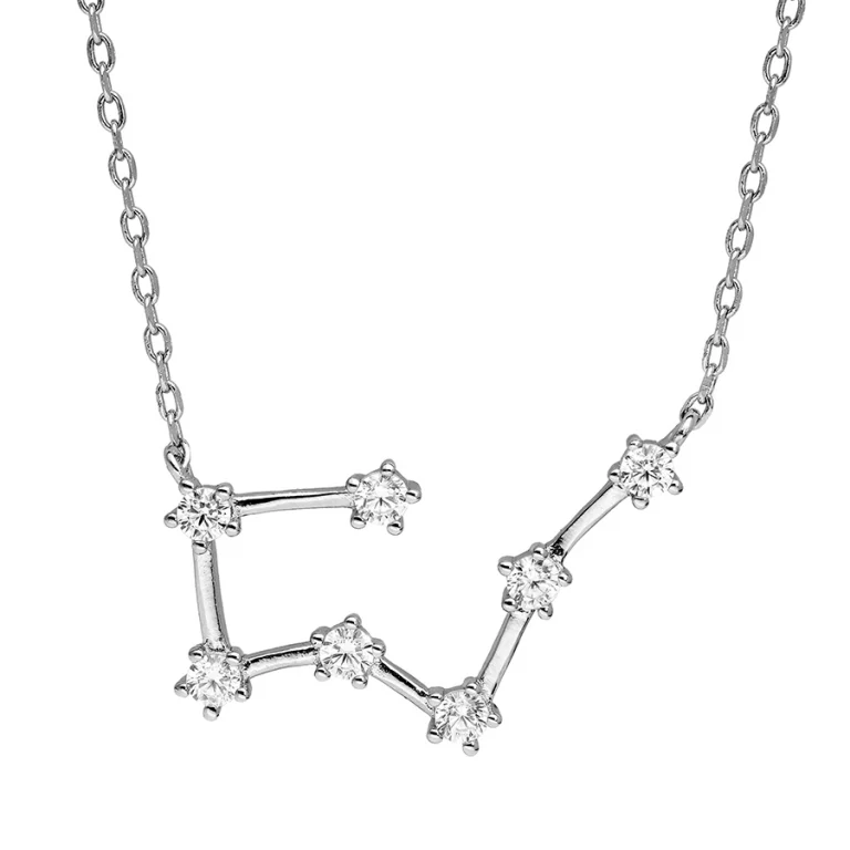 Collier constellation du Taureau sertie d’oxydes blancs – Argent 925 rhodié | Azuline