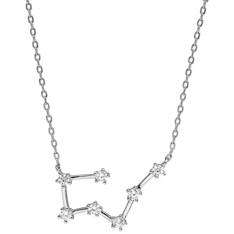 Collier constellation du Taureau sertie d’oxydes blancs – Argent 925 rhodié | Azuline