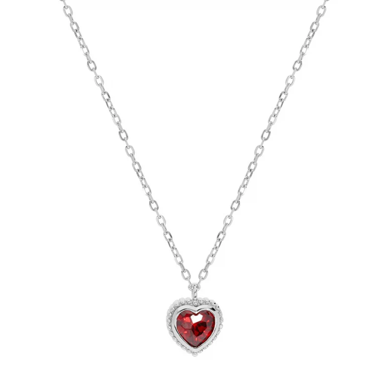 Collier cœur à oxyde de grenat – Argent 925 rhodié | Azuline
