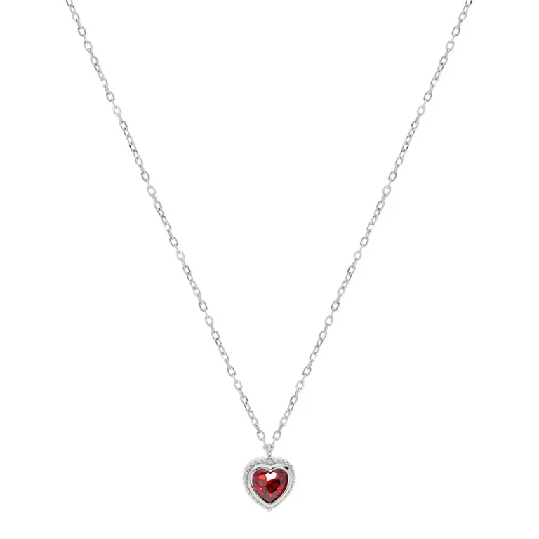 Collier cœur à oxyde de grenat – Argent 925 rhodié | Azuline