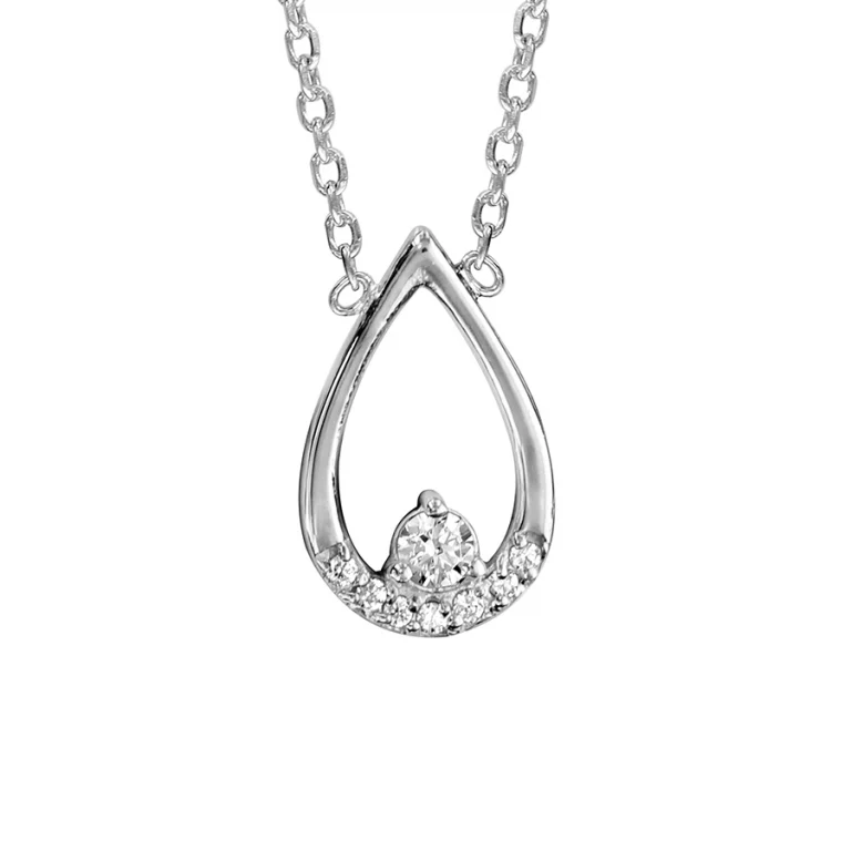 Collier goutte ajourée à base sertie – Argent 925 rhodié | Azuline