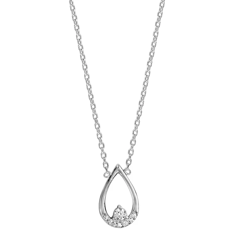 Collier goutte ajourée à base sertie – Argent 925 rhodié | Azuline