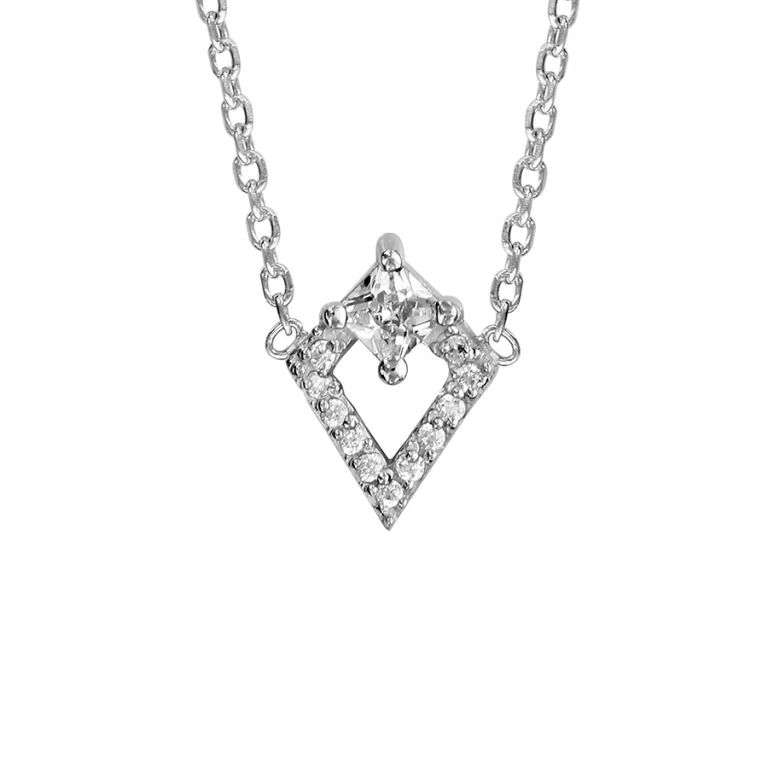 Collier losange serti d’oxydes – Argent 925 rhodié | Azuline