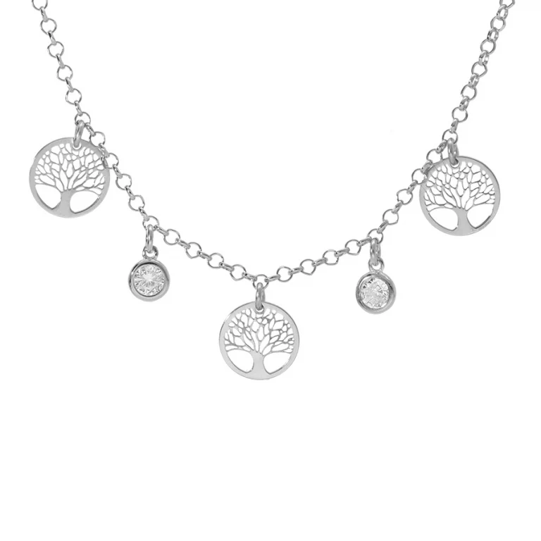 Collier pampille serti d’oxydes blancs clos – Argent 925 rhodié | Azuline