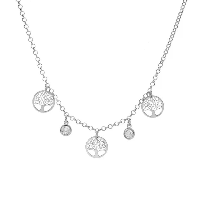 Collier pampille serti d’oxydes blancs clos – Argent 925 rhodié | Azuline