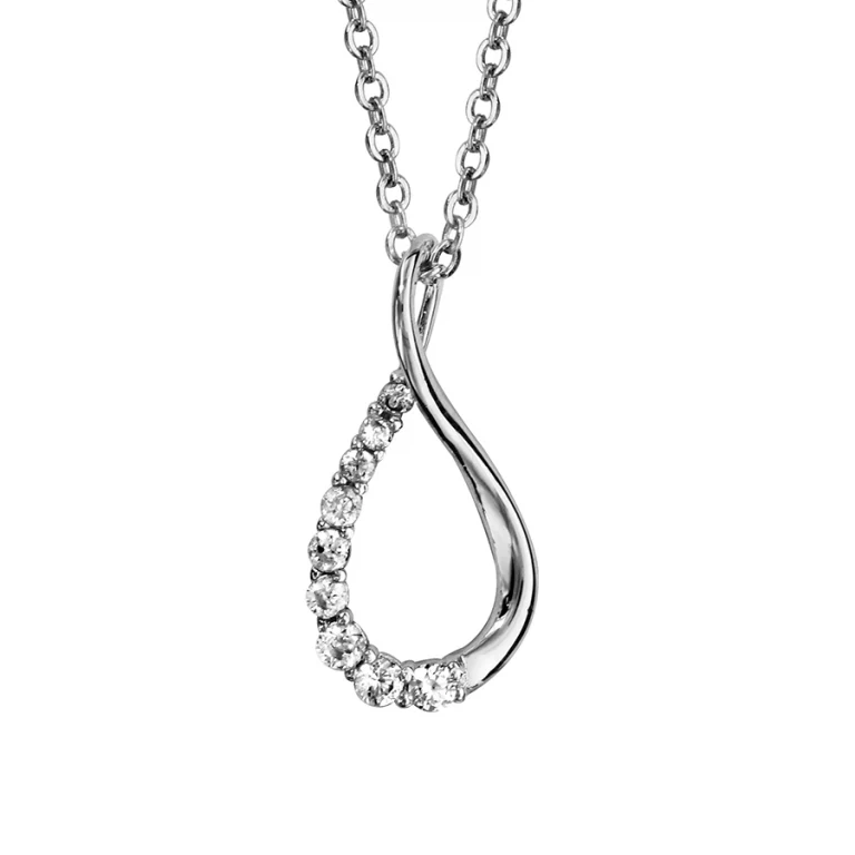Collier infini vertical à boucle sertie – Argent 925 rhodié | Azuline
