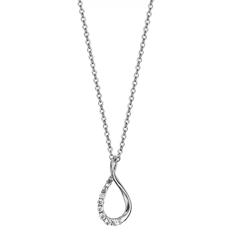 Collier infini vertical à boucle sertie – Argent 925 rhodié | Azuline