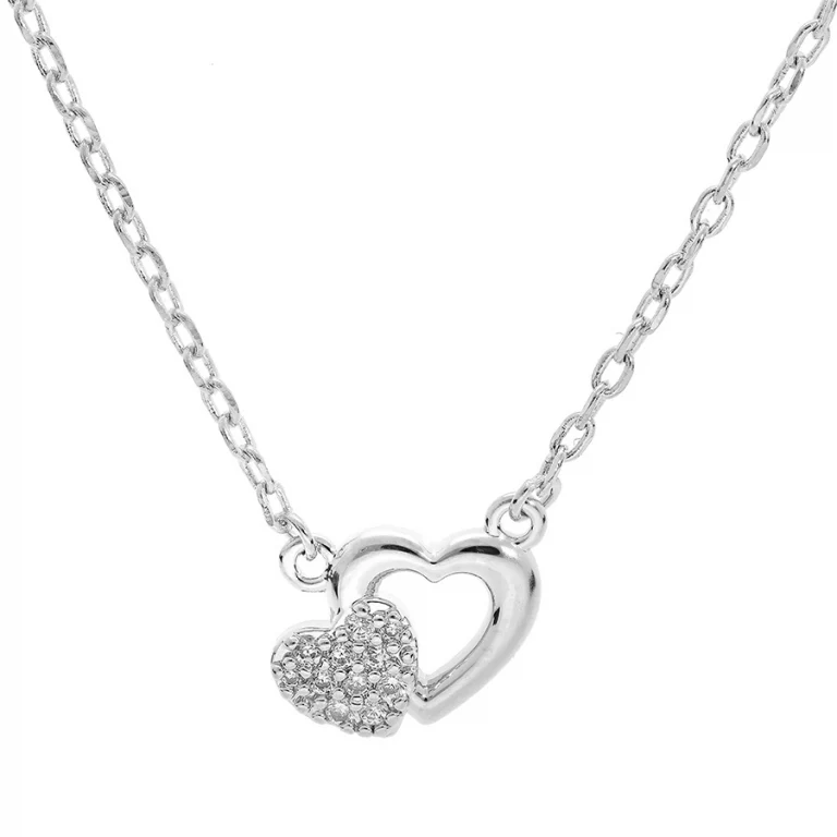 Collier cœurs serti d’oxydes – Argent 925 rhodié | Azuline