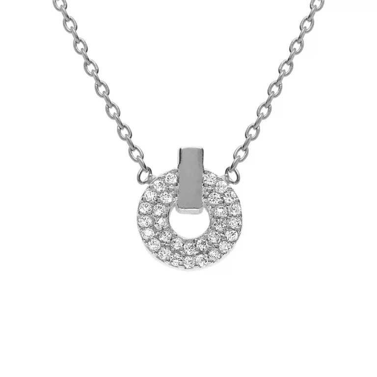 Collier cercle pavé à barrette – Argent 925 rhodié | Azuline