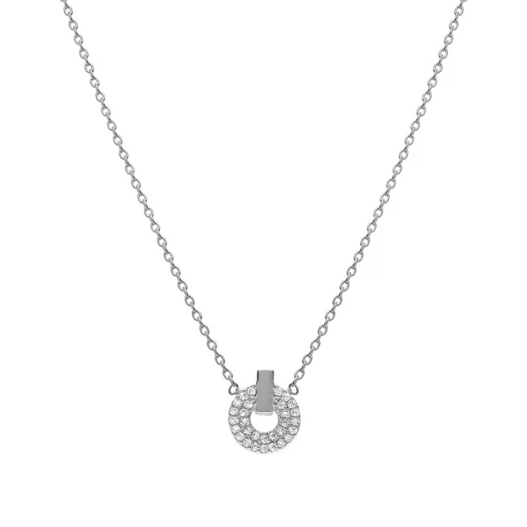 Collier cercle pavé à barrette – Argent 925 rhodié | Azuline