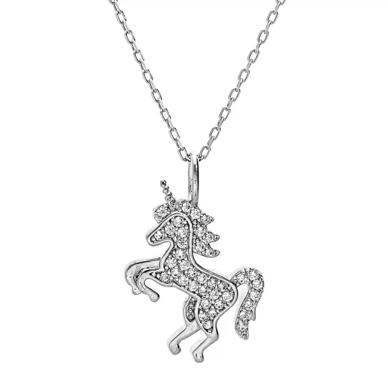 Collier licorne serti d’oxydes blancs – Argent 925 rhodié | Azuline