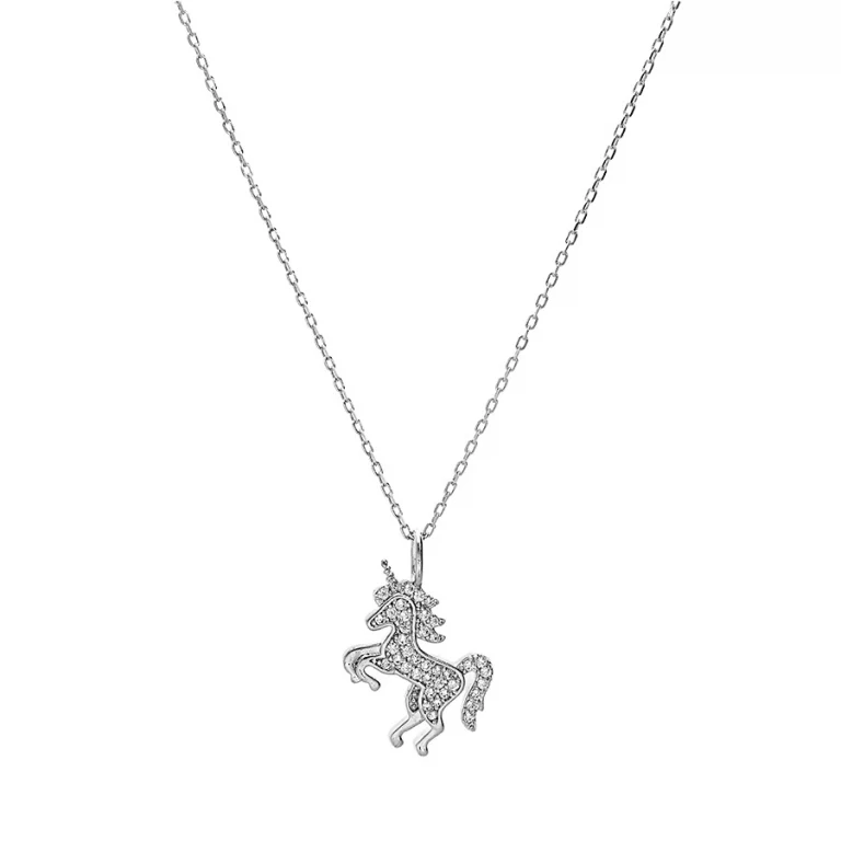 Collier licorne serti d’oxydes blancs – Argent 925 rhodié | Azuline