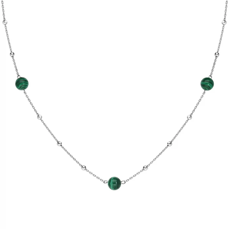 Collier boules à malachite véritable – Argent 925 rhodié | Azuline